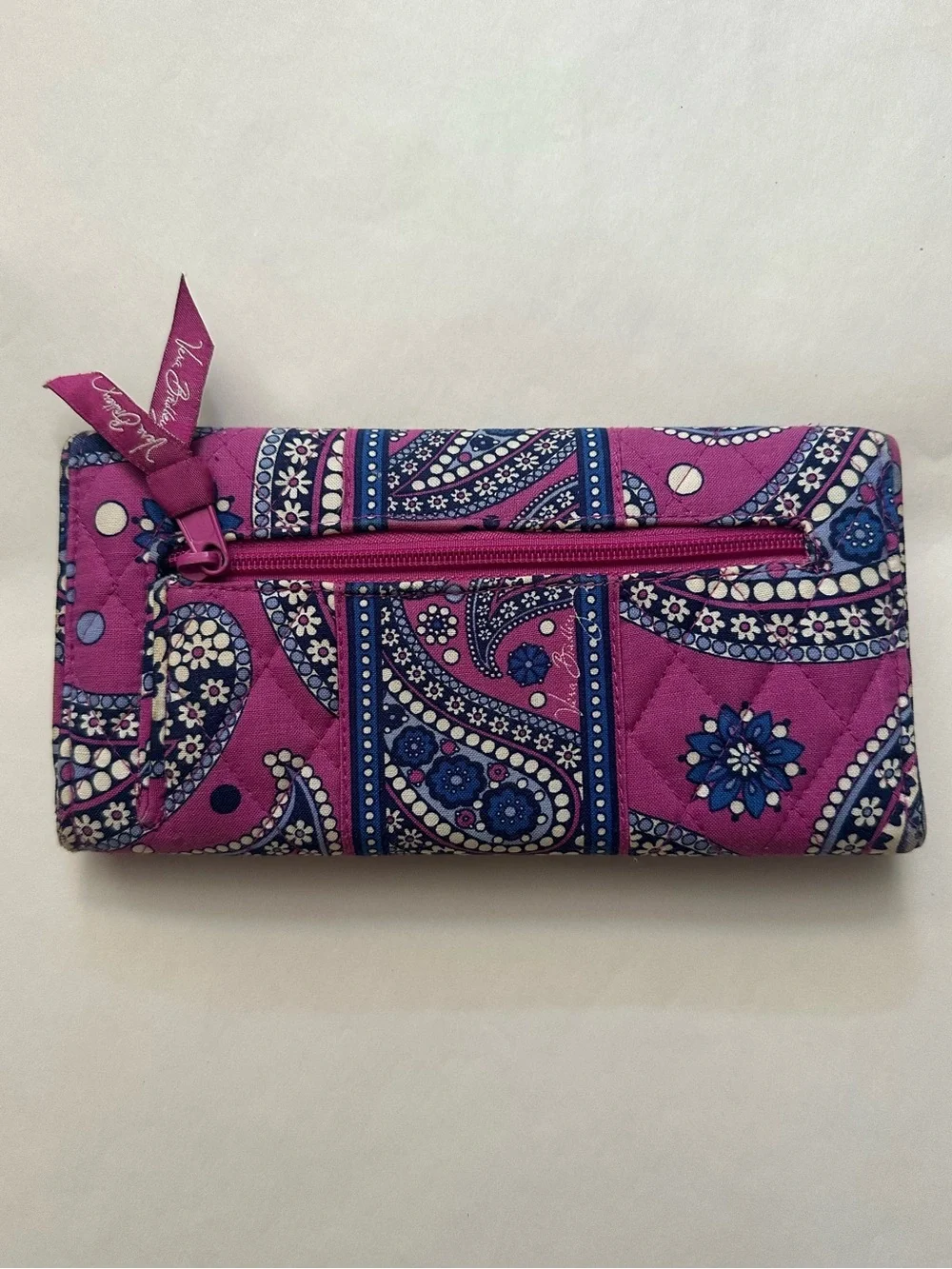 Blue and Purple Paisley Vera Bradley Gallery Wallet (Discontinued Pattern)
